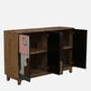 Tulisa Mango Wood Hand Painted Multicolor 4 Door Cabinet In Natural Finish