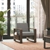 Moreno Single Seater Solid Wood Sofa In Danish Walnut Finish with Flint Grey Futon Colour