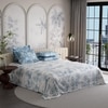 Stoa Paris Super King Size Cotton Bedsheet with 4 Pillow Covers  Size Snow Flower Blue