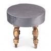 Roswell Sheesham Wood   Round Stool in Iron Grey Velvet Upholstery