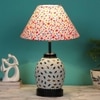Emelia Multicolor cotton Glass Table lamp with Iron Base