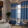Stoa Paris Satin Long Door Curtain, 70% Blackout Curtains, Sun Protection, Set of 2, Versailles - Celestial Blue