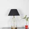 ELVORA Diamond Cut Clear Glass Table Lamp with Brass Base Black Shade