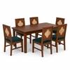 Globally Indian Margaux Solid Sheesham Wood 6 Seater Dining Table Set 6 Chairs Teal Blue