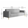 Josbert Velvet 3 Seater Sofa In Grey Colour