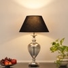 Hinton Blue  Glass And Nickel Finish Metal Table Lamp With Black Cotton Shade