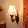 Devansh Gold Antique Wall Mounted Lamp With Off-White Cotton Shade