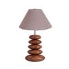 Devansh Grey  Cotton Table Lamp With Wood  Pebble Lamp  (10X10X15) Inches