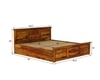 Stainfiled Solid Wood Queen Size Bed In Hydraulic Storage Bed In Honey Oak Finish