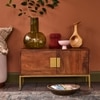 Banner Solid Wood Small TV Unit in Brown Colour