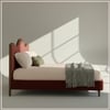 Solara Wave Luxe King Size Bed in velvet With Oak wood Frame & Hydraulic Storage