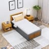 Hexa Engineered Wood Modern Single Bed With Headboard With Storage In Slate Grey And Giant Wood