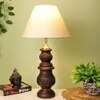 Rory Beige Fabric Shade Table Lamp with Solid Wood Base