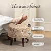 Mandala Fabric Wooden Ottoman in Yellow Color Set of 2