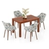Atlas Solid Wood 4 Seater Dining Table With 4 Rochelle Lounge Chairs (Finish : Honey, Chair Colour : Adrian Velvet)