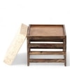 Houston Sheesham Wood Contemporary Set of 2 Stools in Beige Sparkle Velvet, Teak Finish