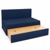 Aredo 3 Seater Velvet Pull Out Sofa Cum Bed in Navy Blue Color With Storage