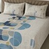 White Geometric 400 TC Cotton Flat Super King Size Bedsheet With 2 Pilllow Covers From Threads