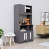 Hexa Red Crockery Unit Multipurpose Wooden Cabinet in Slate Grey Colour