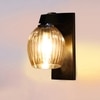 Devansh Solid Wood Electric Wall Light in Brown Colour with Lavender Shade Count of 1 Light