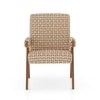 Chandigarh Fabric Lounge Chair in Amber Walnut Finish with Marigold Floral Buti Colour