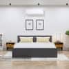 Hexa Engineered Wood Modern Queen Bed With Headboard With Storage In Frosty White And Giant Wood