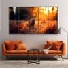 The Castle Decor Golden Deer Wall Art Wooden Framed 27x48 Inch (Style 2)