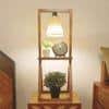 Euphoria Brown Wooden Table Lamp with Beige Fabric Lampshade
