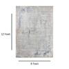 Blue Ivory Abstract Wool Silk Hand Tufted Area Rug for Living Room Bedroom 9x12