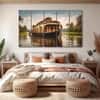 The Castle Decor Kerala Houseboat Wall Art Set of 5 Digital Painting 27x48 Inch