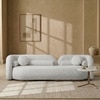 Lavishlounge Wood 3 Seater With Upholstery Non Storage Sofa In White Colour