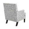 Lark Printed Human Canvas Fabric Lounge Chair in White Colour