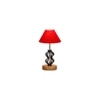 Amiyah Red cotton Table lamp with Wood & Iron Base