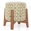 Nicole Stool In Amber Walnut Finish With Yellow Suzani Jacquard Colour