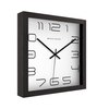 Spaces Unhooked Square Wooden Wall Clock, Black Frame, White Dial with Modern Outline Numerals