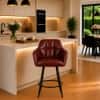 Doe Buck Luxury Faux Leather Counter Height Bar Stool in Brown Colour