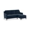 Abbey Sectional Sofa (Colour : Sea Port Blue Velvet, Cushion : Soft, Seater : Right Aligned 2 Seater + Right Aligned Chaise)