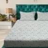 White Abstract 180 TC Fitted 1 King  Bedsheet with 2 Pillow Covers