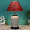 Mabel Maroon Jute Glass Table lamp with Iron Base