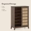 Fujiwara 24 Pair Solid Wood and Cane Shoe Cabinet In Danish Walnut Finish
