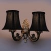 Devansh Dual Gold  Antique Wall Mounted Lamp With Black  Cotton Shade