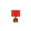 Amara Orange cotton table lamp with Natural Wood Base