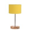 Devansh Yellow Cotton Table Lamp With  Natural  Wood Base  & Steel Pipe (7X17 Inches)-6