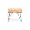 Asansol Sheesham Wood Accent Square Set of 2 Stools     in Melon Pink Cotton Velvet Upholstery