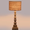 Devansh Beige Jute Table Lamp With  Wood Natural Base (7X7X21.25 Inches)-9