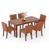 Atlas Solid Wood 6 Seater Dining Table With Set Of 6 Ludo Upholster Dining Chair