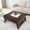 Bradford Sheesham Wood Contemporary Square Foldable Coffee Table In Dark Walnut Finish