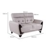Radiance 2 Seater Leather Sole in Light Grey Colour