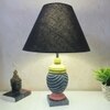 Multicolour Handpainted And Hancarved Distress Wooden Table Lamp