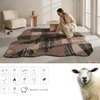 Handmade Wool Shaped Rug Modern Abstract Brown Beige 8 x 10 Feet Carpet